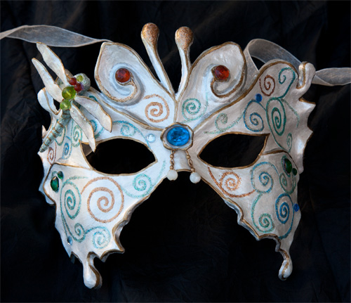 Paper mache mask - fairy and dragonfly